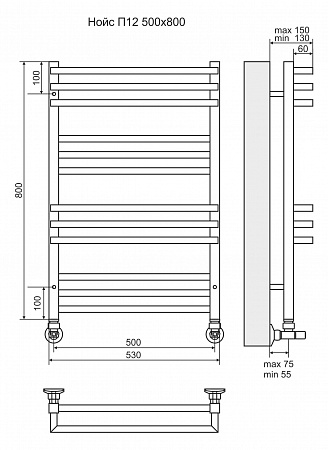 Нойс П12 500х800 Полотенцесушитель  TERMINUS Ижевск - фото 3