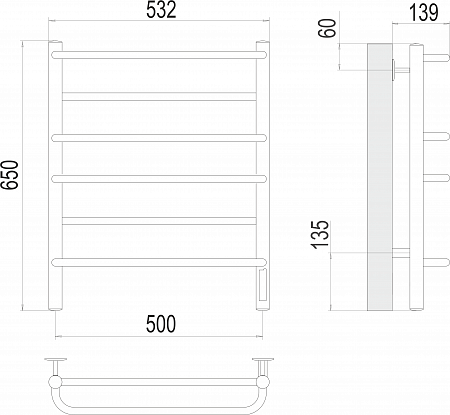 Евромикс П6 500х650 Электро (quick touch) Полотенцесушитель  TERMINUS Ижевск - фото 3