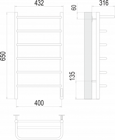 Полка П6 400х650 Электро (quick touch) Полотенцесушитель  TERMINUS Ижевск - фото 3