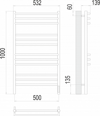 Прато П12 500х1000 электро (sensor quick touch) Полотенцесушитель  TERMINUS Ижевск - фото 3