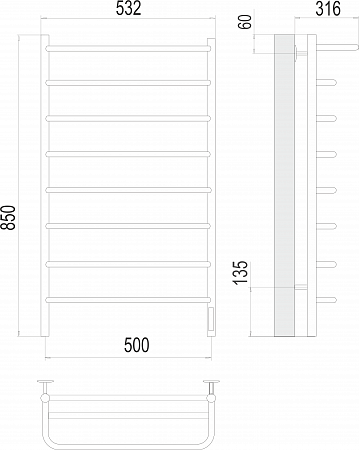 Полка П8 500х850 Электро (quick touch) Полотенцесушитель  TERMINUS Ижевск - фото 3