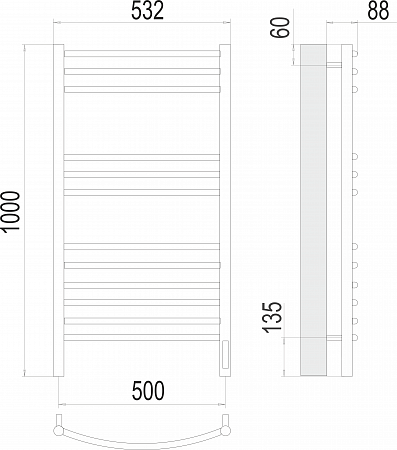 Классик П12 500х1000 электро (sensor quick touch)  Полотенцесушитель TERMINUS Ижевск - фото 3