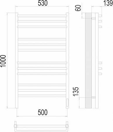 Соренто П12 500х1000 электро (sensor quick touch) Полотенцесушитель  TERMINUS Ижевск - фото 3