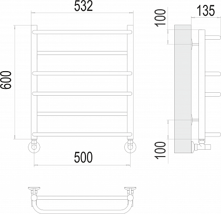 Евромикс П6 500х600 Полотенцесушитель  TERMINUS Ижевск - фото 3