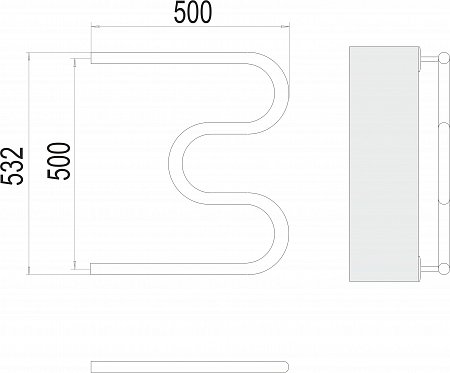 М-обр AISI 32х2 500х500 Полотенцесушитель  TERMINUS Ижевск - фото 3