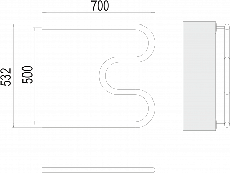 М-обр AISI 32х2 500х700 Полотенцесушитель  TERMINUS Ижевск - фото 3
