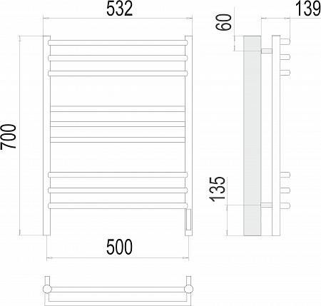 Прато П9 500х700 электро (sensor quick touch) Полотенцесушитель  TERMINUS Ижевск - фото 3