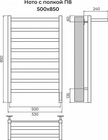 Ното с/п П8 500х850 Электро (quick touch) Полотенцесушитель TERMINUS Ижевск - фото 3