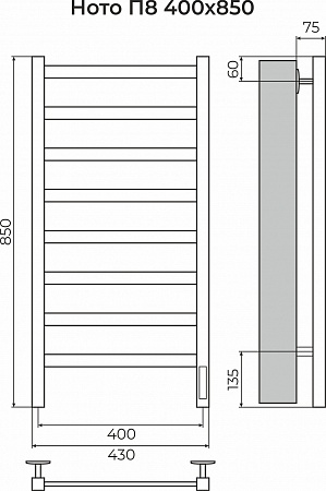 Ното П8 400х850 Электро (quick touch) Полотенцесушитель TERMINUS Ижевск - фото 3
