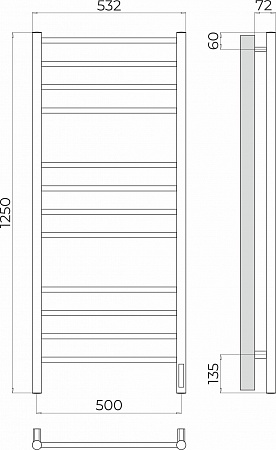 Аврора П12 500х1250 Электро (quick touch) Полотенцесушитель TERMINUS Ижевск - фото 3
