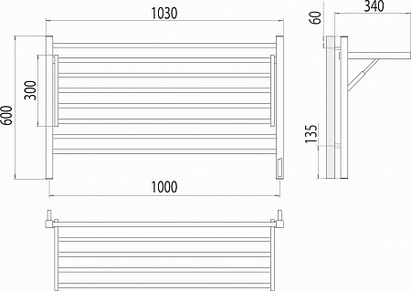 Горизонт П8 1000х600 электро КС ЧЕРНЫЙ МУАР (sensor quick touch) Полотенцесушитель TERMINUS Ижевск - фото 5