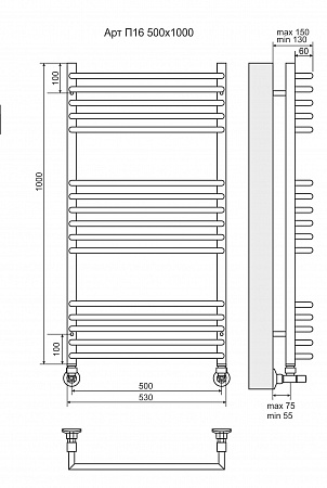 Арт П16 500х1000 Полотенцесушитель  TERMINUS Ижевск - фото 3