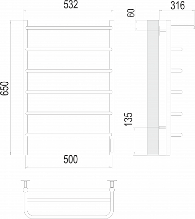 Полка П6 500х650 Электро (quick touch) Полотенцесушитель  TERMINUS Ижевск - фото 3
